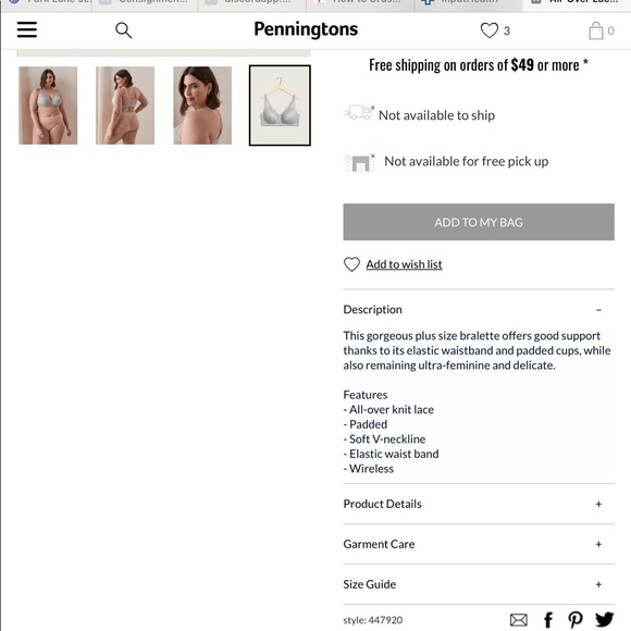 3X Deesse All-Over Lace wireless Padded Bralette - Picture 5 of 7